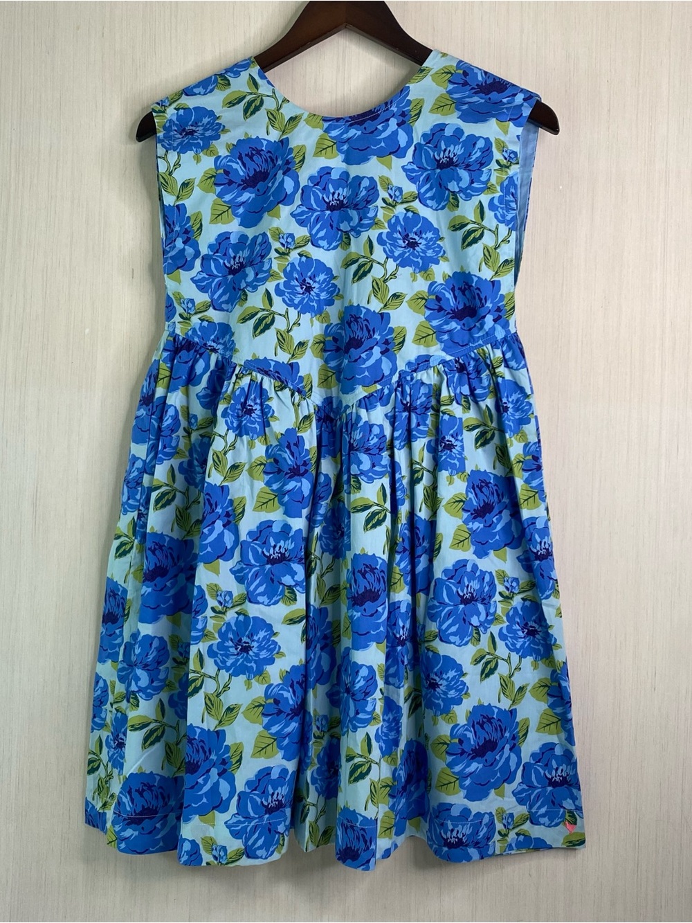 NWT Pink Chicken Girls Lined Sleeveless Cotton Gracie Dress Blue Peonies 12Y